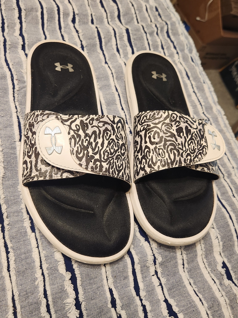 Under Armour Women’s Black & White Printed Slide Sandals